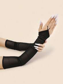 1 Pair Women Elegant Minimalist Versatile Short Gloves, Ideal For Wedding Dress, Formal Gown, Cosplay, Party, Photography Studio - Multicolor - View 3