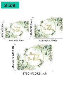 1pc Happy Birthday Photography Backdrops Green Eucalyptus Leaves Golden Circle Photo Background 59.1*39.4/82.7*59.1 Inches Newborn Party Banner Indoor Outdoor Decor Supplies