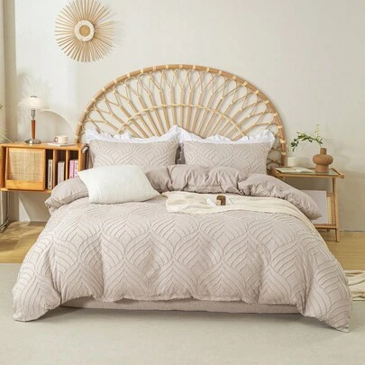 3pcs Leaf Pattern Ultra-Soft Microfiber Duvet Cover Set (1 Duvet Cover And 2 Pillow Shams), Lightweight And Breathable, Suitable For All Seasons, Bedroom Bedding Set