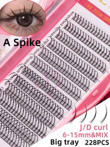 12 Rows 228PCS Premium A Shaped Spike Manga Clusters DIY Tail False Eyelashes 0.07 J D Curl 8-15mm Bottom Lash 6 7mm Natural Look Wispy Anime Cosplay Asian Style Individual False Eyelashes Extensions For Daily,Party,Makeup Tool