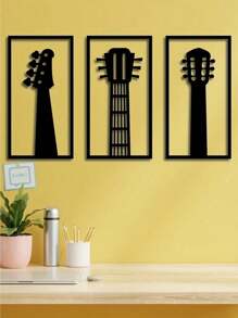 Set de 3 piezas de arte de pared de plantas y metal negro - Decoración moderna para el hogar, acentos festivos, arte de pared elegante