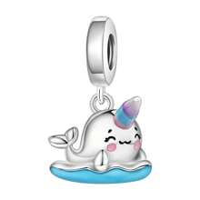 1 Pc Silver Plated Charm Cute Marine Life Dolphin Turtle Mermaid Bead Pendant For Original Bracelet Necklace DIY Jewelry Making Fit Women Birthday Gift