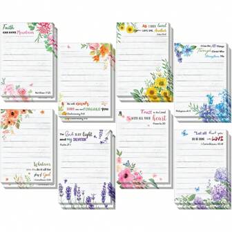 2/6/8 paquets de notes adhésives 4''x5,5'' Bloc-notes à versets religieux, citations, bloc-notes inspirants avec motifs floraux. Notes adhésives pour le bureau, l'école, les listes de courses