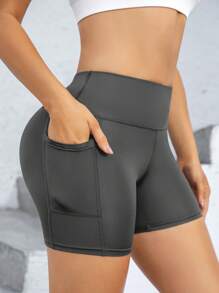 Pantalones cortos deportivos para mujer, leggings deportivos para mujer, leggings con bolsillos, shorts de ciclista negros, pantalones cortos de entrenamiento para mujer con bolsillos, pantalones de yoga de cintura alta con control de abdomen, pantalones ajustados de compresión, pantalones cortos para correr de sensación desnuda
