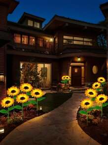1 Peça Luz Solar de Girassol, 3 Luzes Solares de Jardim em Formato de Girassol com LED, Luz Solar Coluna para Uso Externo, Adequado para Quintal, Jardim, Passagem, Pátio, Alpendre, Decoração de Primavera