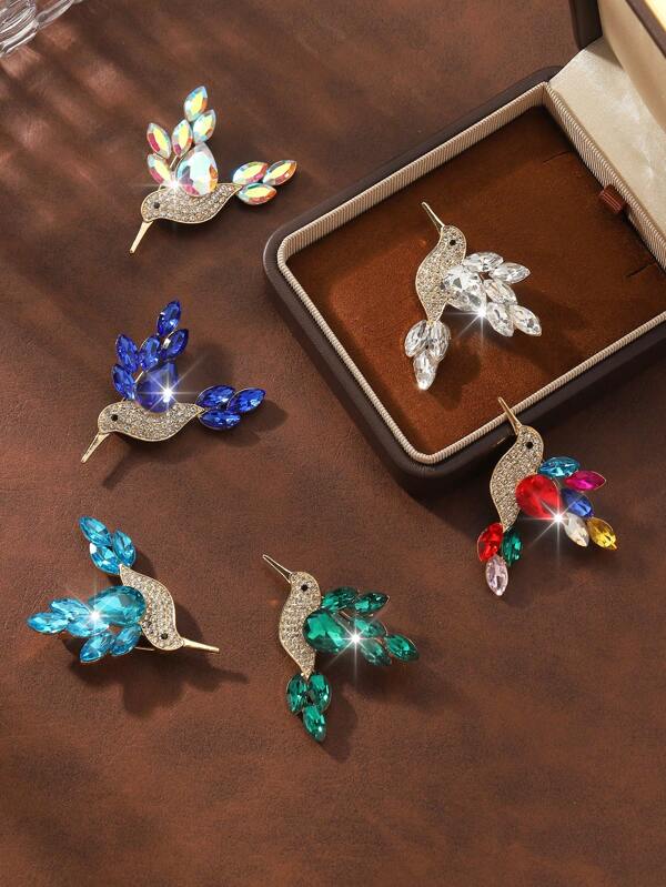 1 pezzo Elegante e carino spilla a forma di uccello con becco lungo e cristalli, adatto per l'uso quotidiano delle donne e come accessorio regalo per abiti, borse, zaini, camicie, giacche, gioielli, costumi di Ognissanti, regali per insegnanti, accessori di Ognissanti