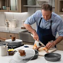 RIOVARM Induktionsstekpanna Non-stick Stekpanna 20 cm 24 cm 28 cm Granit Omelettpanna Utan PFOA Marmor Kokkärlsset Med Värmebeständigt Handtag Lämplig För Olika Spishällstyper - Svart - Visa 6