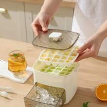 48-Slot Extra Large 2-Layer Ice Bucket With Built-In Mold, Portable Design For Easy Ice Making And Storage, Quick Access, Suitable For Parties, Outdoor Activities, Home Kitchen, Restaurant And Camping, Transparent Lid And Easy Grab Design