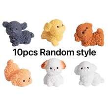 6pcs/10pcs Mini Bichon Puppy Figurines - Resin Micro Statues - Suitable For Creative Decor - Collectible Dolls - Garden & Home Furniture Ornaments