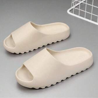 Summer Solid Color Slippers, Indoor Home Anti-Slip Comfortable Couple Beach Sandals, Quick Drying