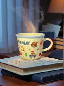 1pc Coffee Cup, Summer Drink Cup, Highly Attractive Cup, Cute Cup, Ceramic Material, Suitable For Coffee, Breakfast, Milk, Couple Cup Back To School
