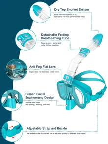 Half Face Snorkeling Mask, Foldable Dry Type Multifunctional Snorkel Mask With 180 Degree Full Vision, Anti-Fog Anti-Leak, Camera Mount, Suitable For Adults, Beach Essentials, Beach Accessories, Pool Float - View 4