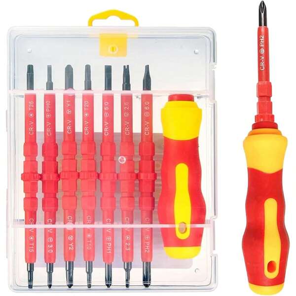 8-In-1 Screwdriver Set With 14 Interchangeable Screwdriver Bits, Magnetic Insulated Screwdriver Tool Kit - Multi-Function