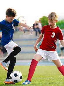 1 Pair Children Soccer Socks, Boys Professional Sports Socks With Anti-Slip Dots, Thick Terry, Knee-High, Suitable For Boys & Girls Ages 7-12