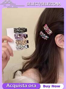 1/4/6Pcs Colorful Rhinestone Bangs Side Clips – Light Luxury Hair Clips For Women & Teens | Fashionable Duckbill & Ponytail Clips With Dazzling Diamonds | Exquisite Headwear For Daily Wear, Parties, Bathroom, Bedroom, Living Room​ Back To School