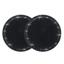 2 Stücke Mehrfarbige Glitzer Getränkehalter fürs Auto, universelle Getränkeuntersetzer Matte für Fahrzeuge, 2.75 Inches Kristall Diamant rutschfeste Silikon Autozubehör, passend für die meisten Autointerieurs - Verschiedenfarbig - Übersicht 14