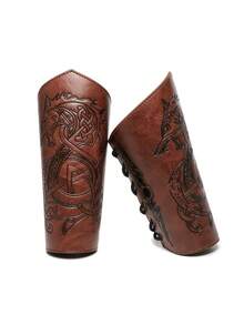 1 件仿皮盔甲中世纪手套腕带维京护臂 LARP 配件宽手镯臂甲袖口男式服装配饰