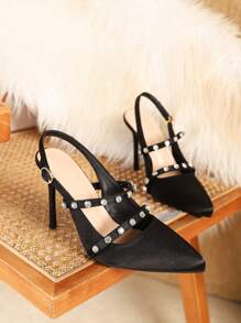 Sandalias de tacón alto para mujer 2025, diseño de punta estrecha, con adornos de cristal, diseño de tacón súper alto, elegante y de moda, apropiadas para fiestas, citas, tallas pequeñas 33-42