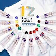 DIY Craft Fabric Painting Set - 12 Vibrant Colors - 12ml, Textile Paint, Suitable For Clothing, Shoes, Jeans, Bags And Canvas - Multi-Purpose Set For Artists And Hobbyists - 12 Colors 12 Ml - View 3