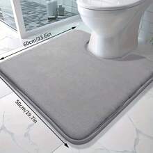 1pc Premium Plush Bathroom Mat (U-Shaped), Solid Color, Soft, Absorbent, Machine Washable, Non-Slip, Fade Resistant, Suitable For Bathroom, Kitchen, Laundry Room, Bedroom, Shower Room Decor Bathroom Accessories Back To School