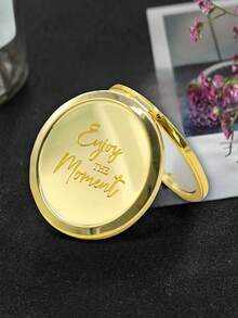 1 件金色双面折叠镜，全新手工奢华日式法式金字母“Enjoy The Moment”公主设计双面折叠便携化妆工具小巧化妆镜、袖珍镜、梳妆镜 - 照亮您的化妆时刻，适合旅行、居家使用、送给朋友、家人、女朋友、母亲节、情人节的礼物 - 彩色 - 查看 10