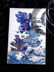 20pcs PET Rain Crystal Shell Sticker Pack, Borderless Water Language Series Scrapbooking Decorative Stickers,School Supplies,Back To School - Multicolor - View 9