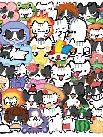 54 piezas Pegatinas transparentes de animales lindos Pegatinas estéticas Recuerdos de fiesta de gatos Suministros de manualidades Pegatina de vinilo PET