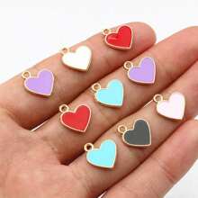10pcs 13x11.5mm Enamel Small Cute Heart Charms Pendant DIY Jewelry Making Accessories Findings For Bracelet Earrings Keychains