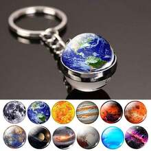 1pc 8 Planets & Moon Galaxy Crystal Glass Keychain Pendant Keyring, Gift & Souvenir School Car Accessories Cute Goth Y2k - Universe Planet - View 1