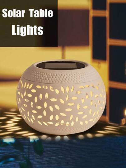 ضوء شمسي خارجي، قطعة واحدة من أضواء الطاولة الخارجية التي تعمل بالطاقة الشمسية، ضوء ليلي بنمط مرقط، فانوس معدني لديكور الحديقة والفناء والساحة، FD41168346