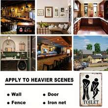 Vintage Metal Plaque - Funny Restroom Design With Iconic Male & Female Graphics, Fits For Living Room, Bedroom, Office Or Bar Decor, Size 8"X12", Random Hole Style - Multicolor - View 5