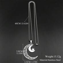 Stainless Steel Hollow Tree Of Life Crescent Moon Pendant Necklace For Women Men Gold Color Moon Star Necklace