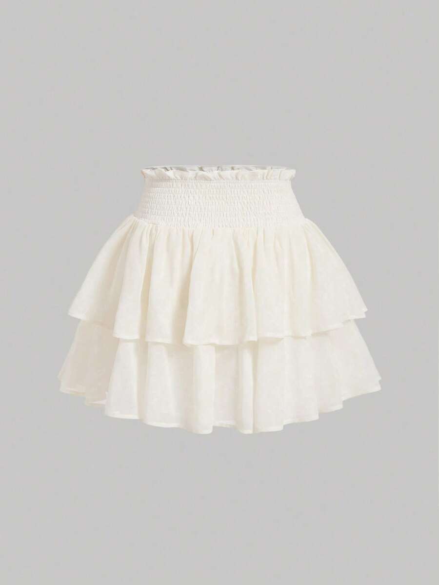 New High Waisted Cake Skirt, Flattering Short Sweet & Spicy Women's Mini Skirt - Apricot - View 1
