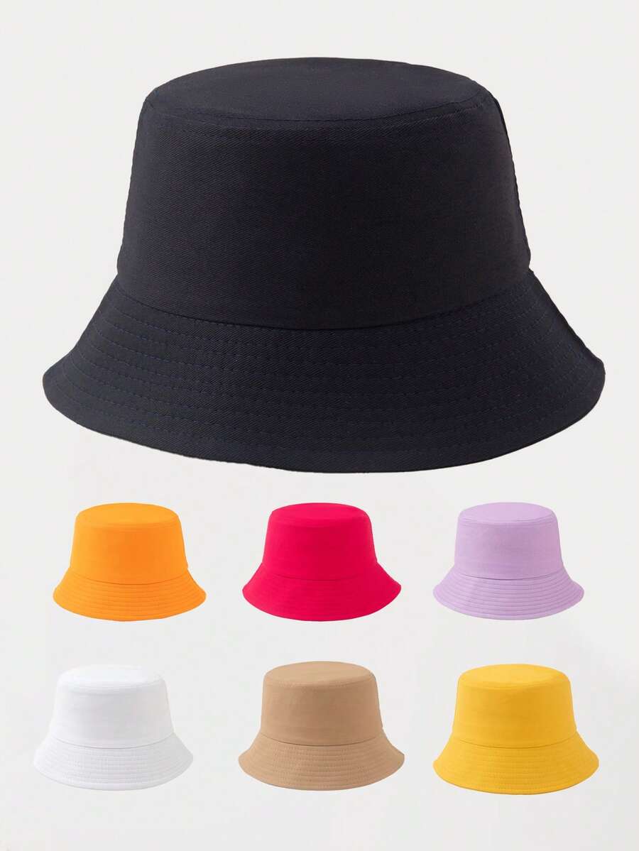 1pc Women Plain Simple Single-Sided Bucket Hat, Suitable For Casual Wear In Spring, Summer And Autumn - A - View 1