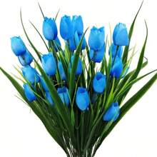4 Bundles Artificial Tulips Flowers Bouquet Home Garden Wedding Decor