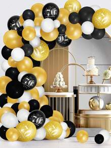 89pcs Black Gold 18th 30th 40th 50th 60th 70th Number Latex Balloons Chain Birthday Balloon Arch Birthday Party Decorations Adult