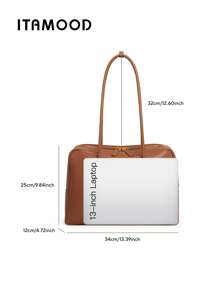 ITAMOOD Bolso de diseñador de piel de ternera Togo de lujo elegante de alta calidad, bolso de gran capacidad con detalles de carta, ligero, de negocios y casual, de color marrón, bolsa de mano y bolsa de hombro minimalista y vintage de unicolor con textura, ideal como regalo para maestros, bolsos para mujer 80368