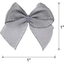 50PCs Mini Ribbon Bow 1 "Mini Fabric Satin Ribbon Flower Bows For Craft DIY Sewing Wedding Birthday Party Red - 灰色 - 查看 2