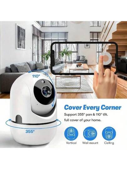1pc High Definition Wireless Wi Fi Home Camera, Baby Pet Monitor, Night Vision Motion Detection Function, Two Way Voice, Record Monitoring. view 4