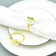Wholesale Wedding Table Decorations: 100pcs/48pcs/20pcs/12pcs/6pcs/1pc Gold And Silver Leaf Napkin Rings - Multicolor - View 5