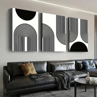 3pcs Canvas Painting And Poster, Bohemian Style Modern Abstract Line Geometric Art, Home Decor, Wall Art, Room Decor, HD Printing, Holiday Gift, Living Room, Bedroom, Dining Room, Office Decoration Decorative Picture,NO FRAME