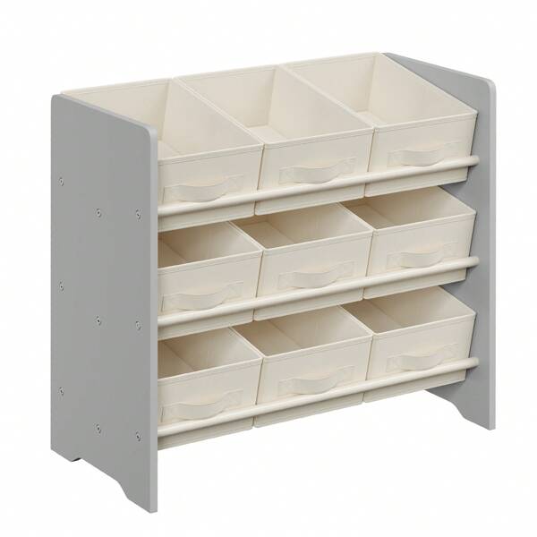 SONGMICS Estantería Infantil para Juguetes, Organizador Infantil para Libros, 29.5 x 62.5 x 60 cm, Gran Capacidad, 9 Cajas de Almacenamiento no Tejidas, Gris Paloma MGKR033G10