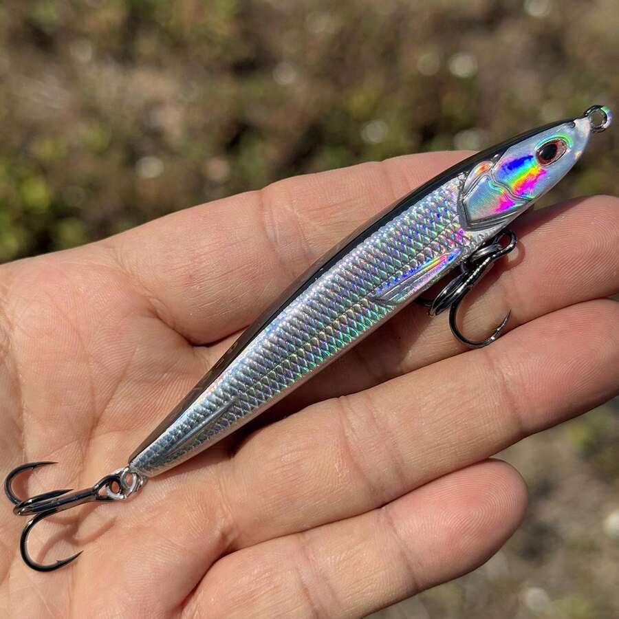 1pc New Sea Fishing Lure, 20g, Laser Reflective Minnow Hard Bait With Gold Foil