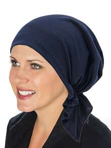 1 Pc Women's Fashion Solid Color Soft Elastic Beanie Hat, Suitable For Chemotherapy - A - View 7