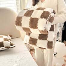 1 pieza Manta de franela a cuadros de colores, manta suave y gruesa adecuada para siesta de una sola persona, cubrir todo el Body en cama individual, cama doble, hombres, mujeres, gatos y mascotas, multiusos, manta de felpa cálida y suave a la piel, disponible en blanco, negro/blanco, amarillo/blanco, azul/blanco a cuadros