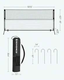 SONGMICS Badminton Net, Height Adjustable Volleyball Net, Pickleball Net, Indoor Outdoor Court, Foldable Nylon Net With Poles 13ft Wide - Black - View 5