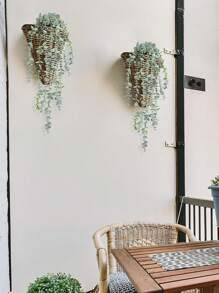 1/2pcs Artificial Plants, Hanging Potted Plants, Wall Hanging Shelf Decor, Suitable For Indoor, Outdoor, Living Room Shelf Decor, Home Decor, Room Decor, Garden Decoration, Wall Decoration
