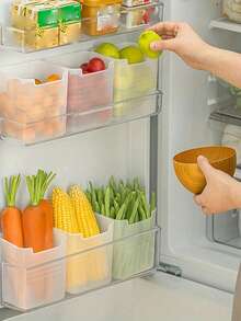 10 件透明冰箱储物盒，节省空间的厨房容器，现代食品收纳盒，适用于冰箱门和台面