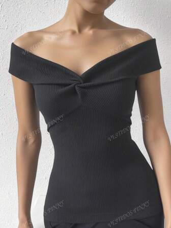 Blusa Mujer Dama Escote Cruzado Acanalada RIB Comoda Fresca Suave Semiformal Primavera Verano Oficina
