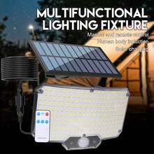 1pc 106/234LED Outdoor Solar Lights With Motion Sensor, Remote Control Solar Flood Light, 3 Modes With Extension Cord, Suitable For Patio, Porch, Camping And Backyard - Solar Wall Light - View 1